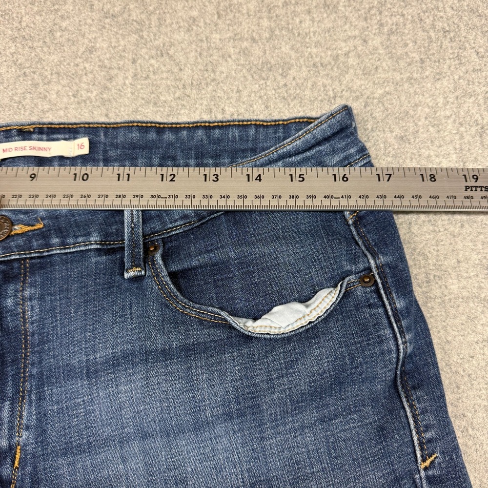 Levi's Mid Rise Skinny Jeans Size 16S Blue Denim Stretch W33 L30 Medium Wash Pan - Picture 5 of 11